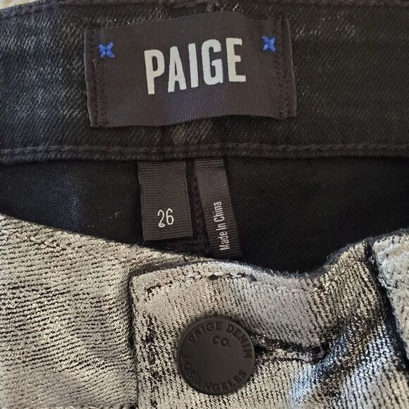 PAIGE Verdugo Ankle Silver Galaxy Metallic Jeans size 26 - Picture 12 of 16